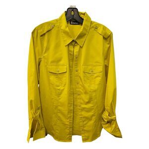 New York & Company Mustard Yellow Long Sleeve Button Up Shirt Size Medium